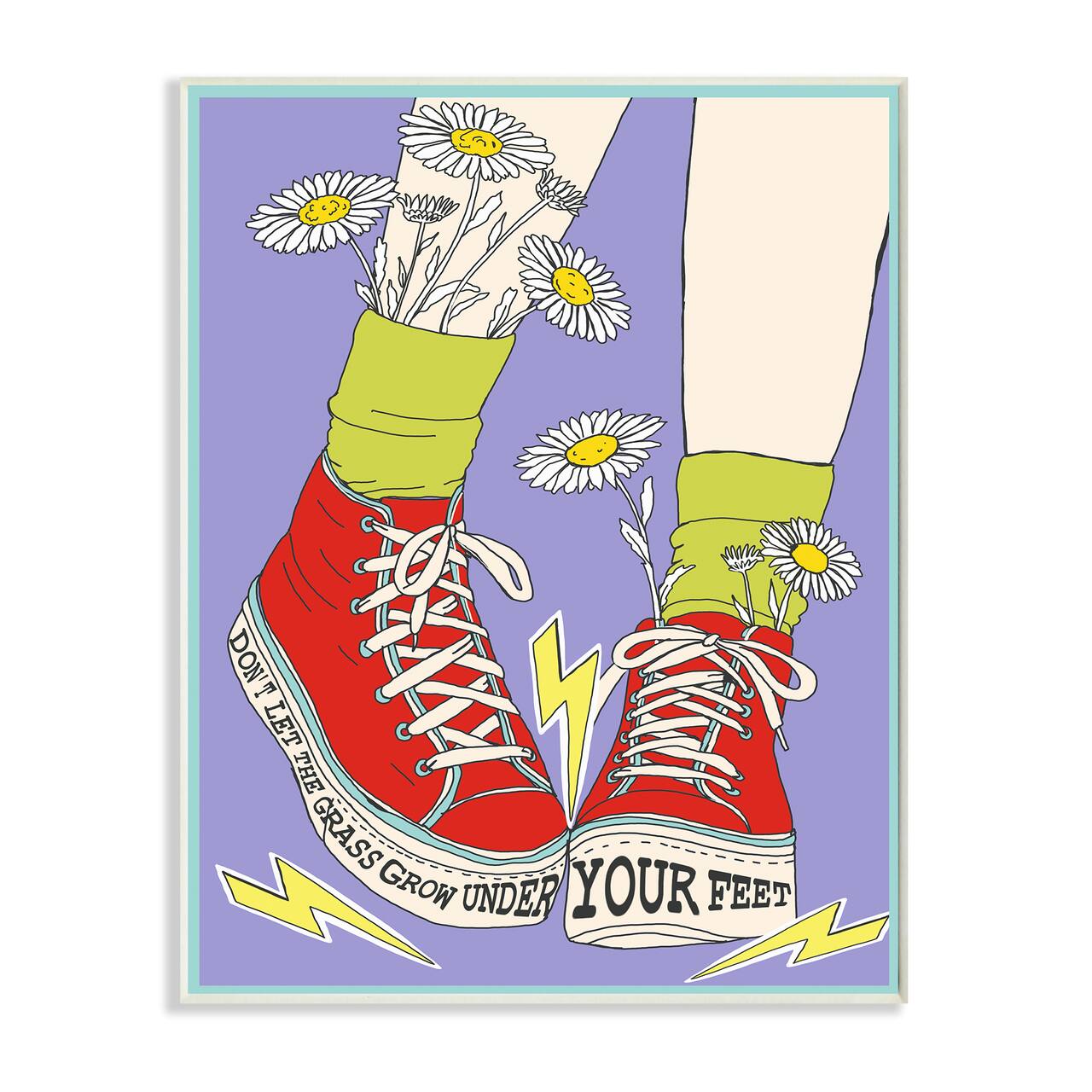 Stupell Industries Don't Let Grass Grow Under Your Feet Shoes Wall Plaque